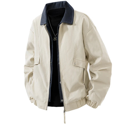 Vyriška Džinsinė Striukė su Spaudiniais - Pavasario Rudens Verslo Casual