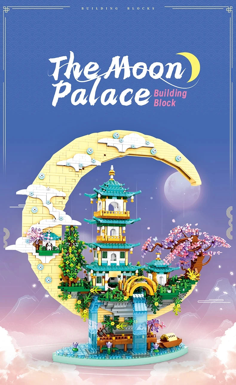 MOC Mėnulio Rūmai - Krioklys, Tvenkinys, Pilis - Konstruktorius su Apšvietimu Vaikams