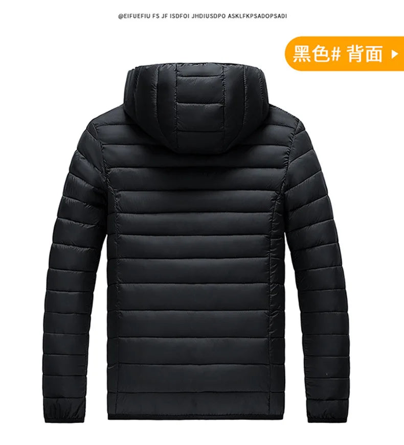 Vyriška Žieminė Striukė su Gobtuku - Lengva Vatinė Striukė Dryžuotu Dizainu