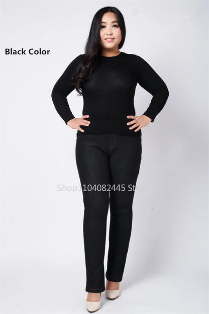 Moteriški Džinsai Aukštoms Moterims Didelių Dydžių - Slim Fit Aukštu Liemeniu