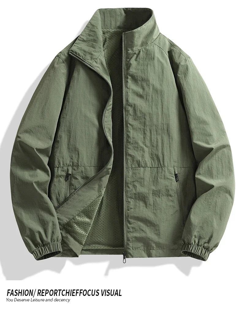 Vyriška Pavasario-Rudens Striukė Didelių Dydžių - Kasdienė Lengva Striukė su Stačia Apykakle