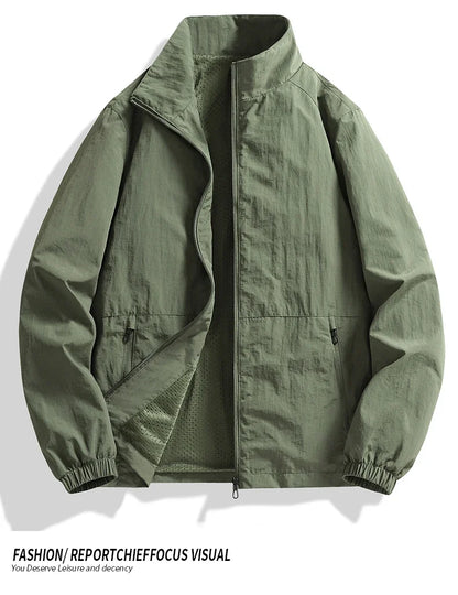 Vyriška Pavasario-Rudens Striukė Didelių Dydžių - Kasdienė Lengva Striukė su Stačia Apykakle