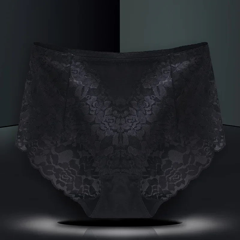 Moterų Nėrinių Kelnaitės - Elegantiškos Aukštu Liemeniu su Gėlių Raštu