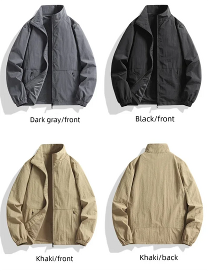 Vyriška Pavasario-Rudens Striukė Didelių Dydžių - Kasdienė Lengva Striukė su Stačia Apykakle