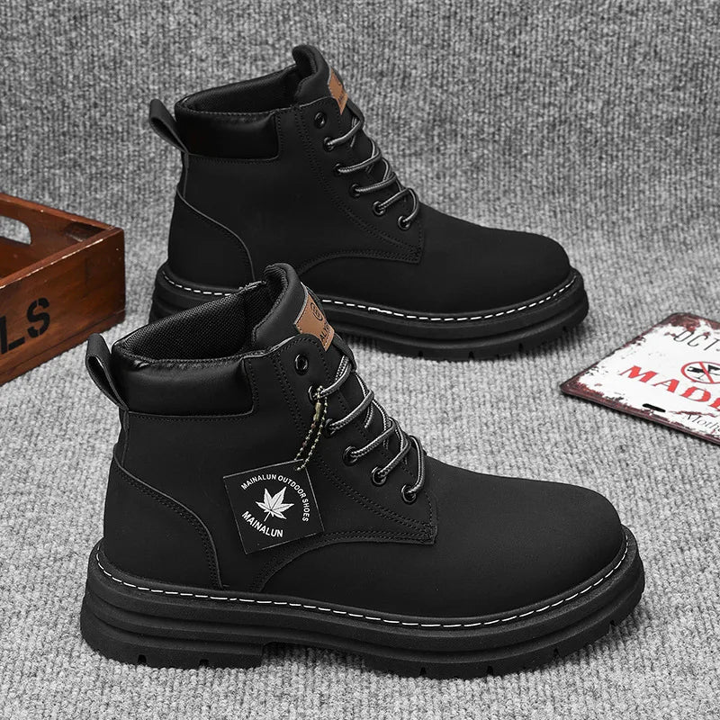 Vyriški Žieminiai Batai su Kailiuku - Šilti Aukšti Batai Storais Padais