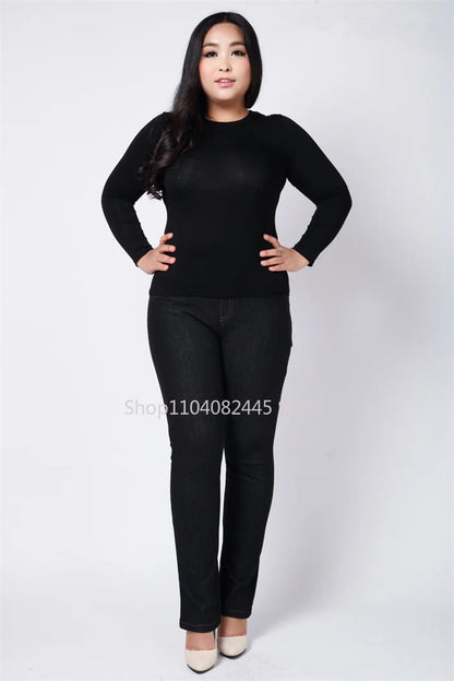 Moteriški Džinsai Aukštoms Moterims Didelių Dydžių - Slim Fit Aukštu Liemeniu