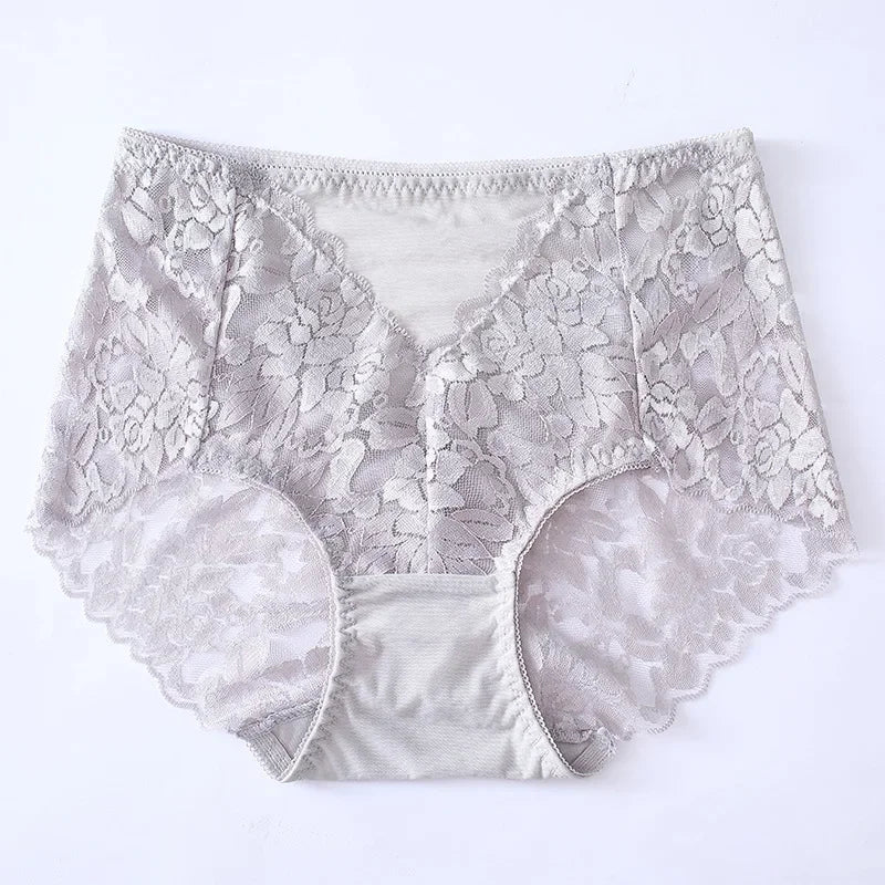 Moterų Nėrinių Kelnaitės - Elegantiškos Aukštu Liemeniu su Gėlių Raštu