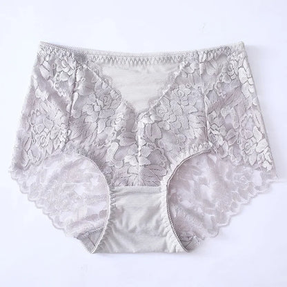 Moterų Nėrinių Kelnaitės - Elegantiškos Aukštu Liemeniu su Gėlių Raštu