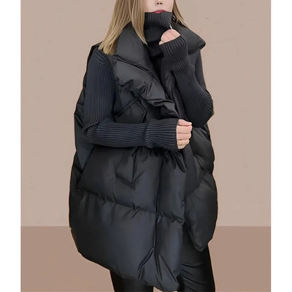 Moteriška Pūkinė Liemenė - Korėjiško Stiliaus Striukė be Rankovių Žiemai