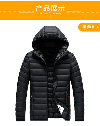 Vyriška Žieminė Striukė su Gobtuku - Lengva Vatinė Striukė Dryžuotu Dizainu