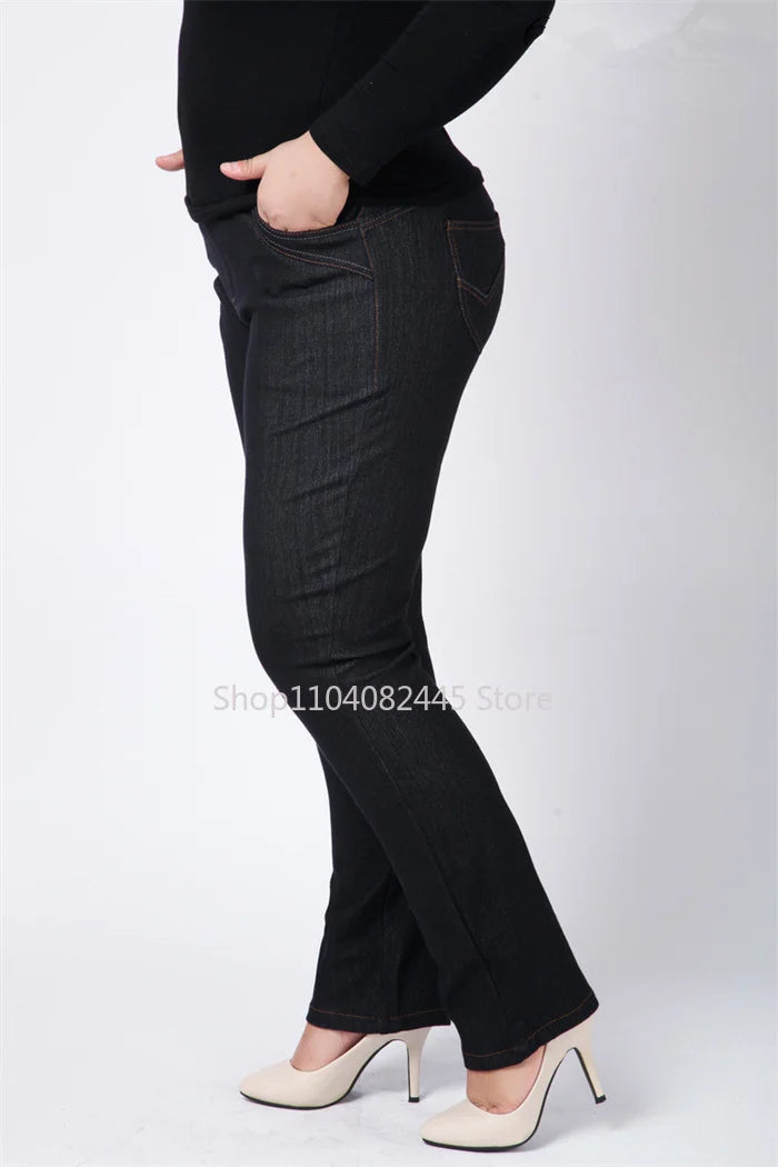 Moteriški Džinsai Aukštoms Moterims Didelių Dydžių - Slim Fit Aukštu Liemeniu