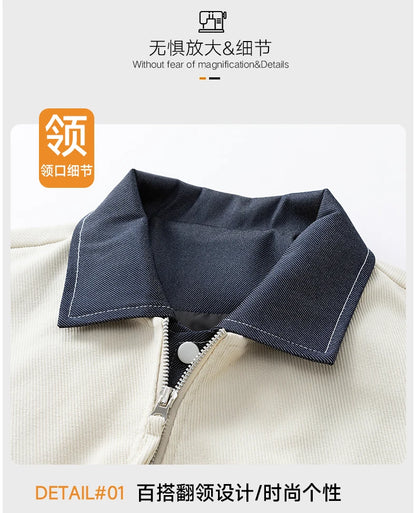 Vyriška Džinsinė Striukė su Spaudiniais - Pavasario Rudens Verslo Casual