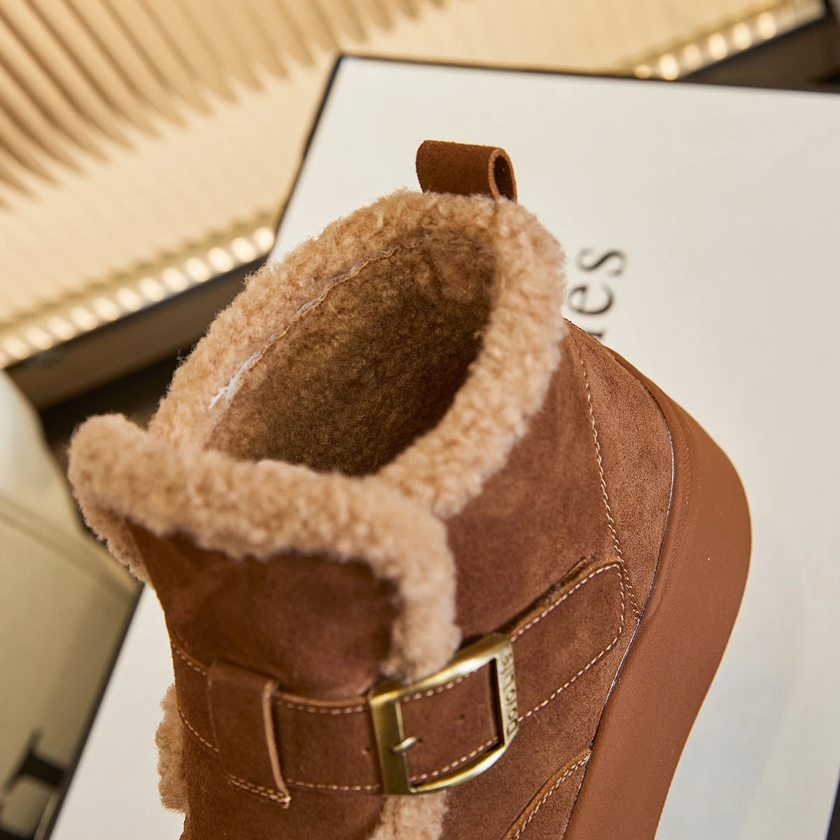 Žieminiai Sniego Batai Moterims  - Natūrali Oda - Šilti su Flisinė Pamušalu