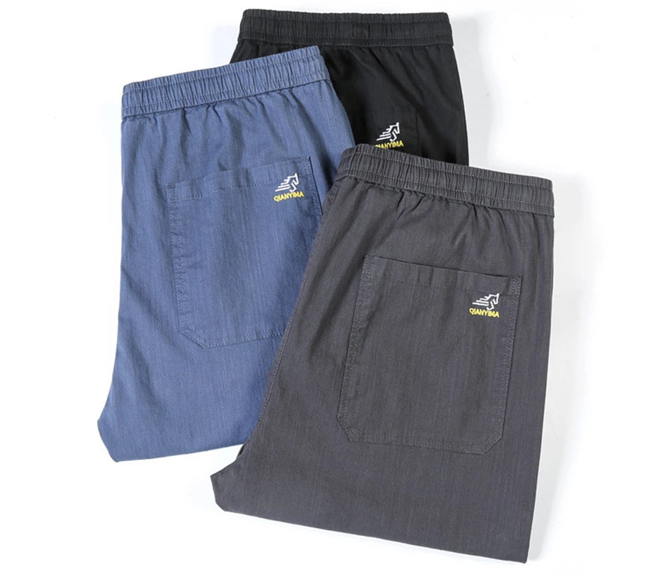 Vyriškos Kelnės - Elastinga Juosmena - Pilkos Juodos