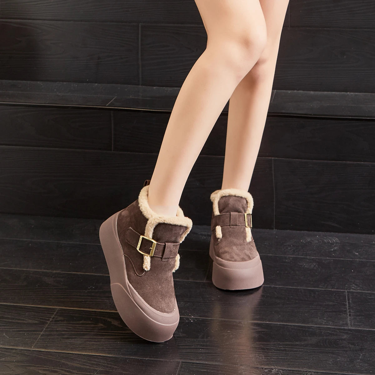 Žieminiai Sniego Batai Moterims  - Natūrali Oda - Šilti su Flisinė Pamušalu