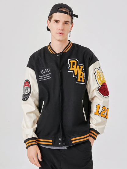 Vyriška Bomber Striukė - Siuvinėta Varsity Motociklininkų Striukė