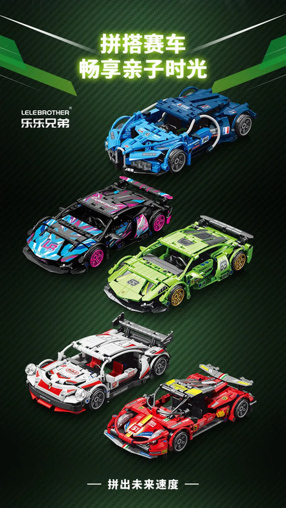 Lele Brothers Technology Power Racing Car Assembly Model Boy Assembly Building Blocks Toy Gift