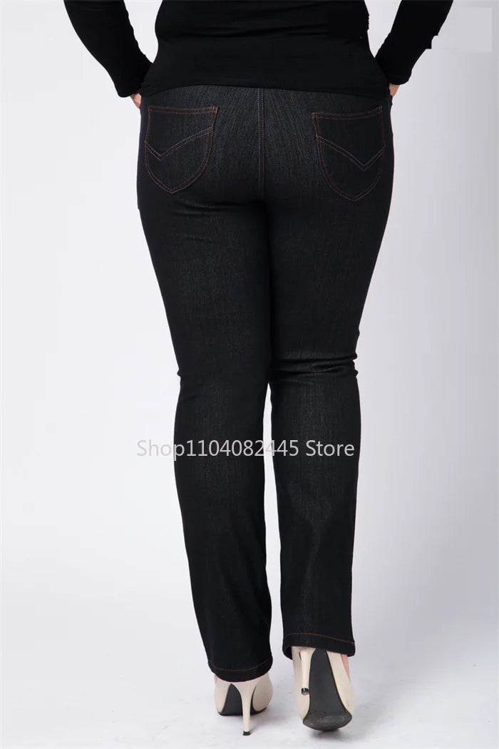 Moteriški Džinsai Aukštoms Moterims Didelių Dydžių - Slim Fit Aukštu Liemeniu