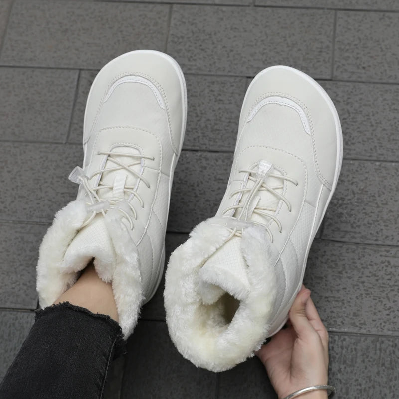 Žieminiai Barefoot Batai Moterims - Šilti Sniego Batai su Pliušu - Vandeniui Atsparūs