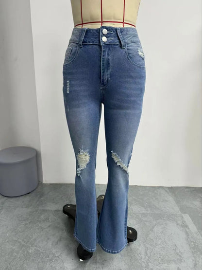 Moterų Džinsai su Klešomis - Bell Bottom Tiesios Kojos  Darbo Kelnės