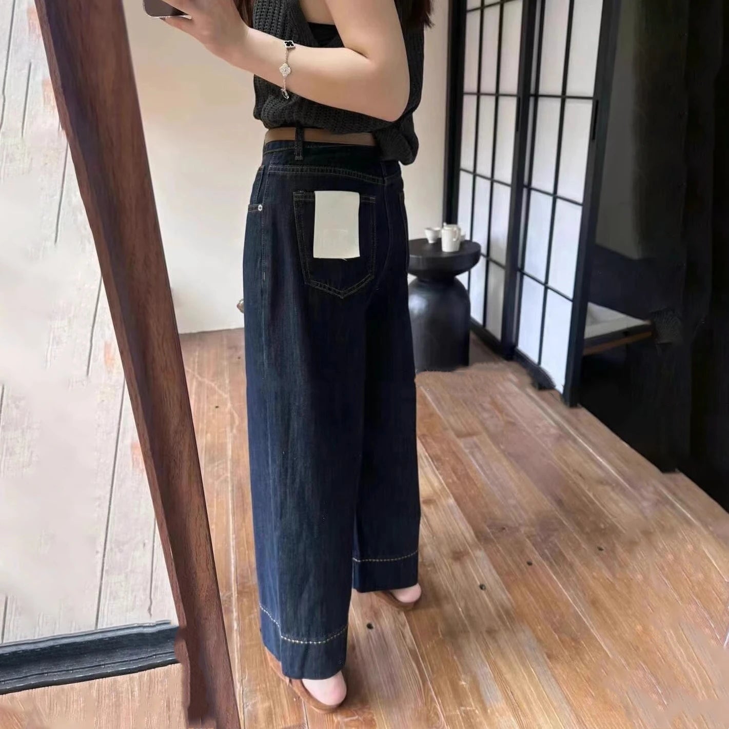 Moteriški Džinsai Tiesaus Kirpimo - Lieknėjantys Kelnės su Varpeliu Rudens