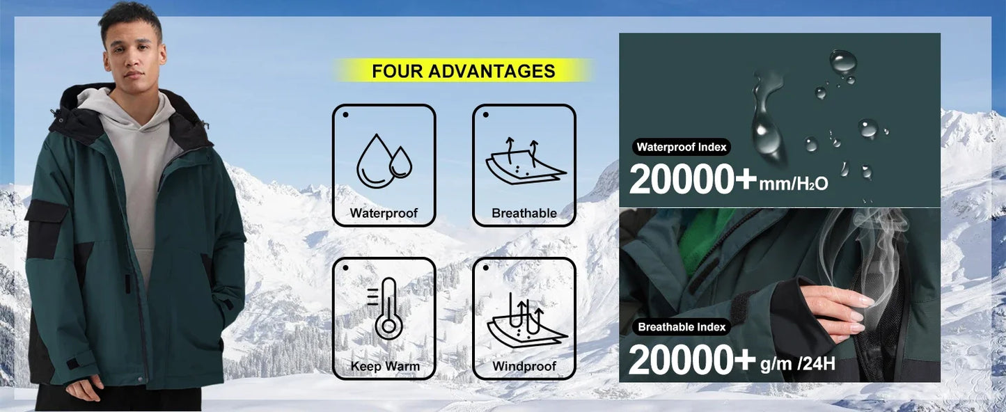 Slidinėjimo Striukė  - Vandeniui Atspari Snowboard Striukė su Gobtuku