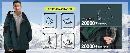 Slidinėjimo Striukė  - Vandeniui Atspari Snowboard Striukė su Gobtuku