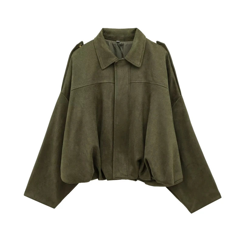 Moteriškas Paltas - Stilingas Rudens Žiemos Švarkas Moterims Laisvo Kirpimo