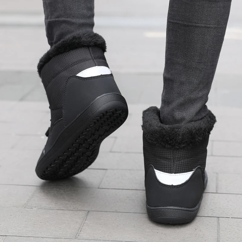 Žieminiai Barefoot Batai Moterims - Šilti Sniego Batai su Pliušu - Vandeniui Atsparūs