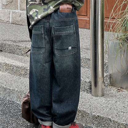 Vaikų Baggy Džinsai Paaugliams - Distressed Retro Stiliaus Denim Kelnės