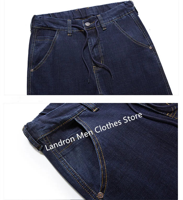 Vyriški Džinsai Didelių Dydžių iki 180KG - Tiesūs Aukštu Liemeniu Dad Džinsai