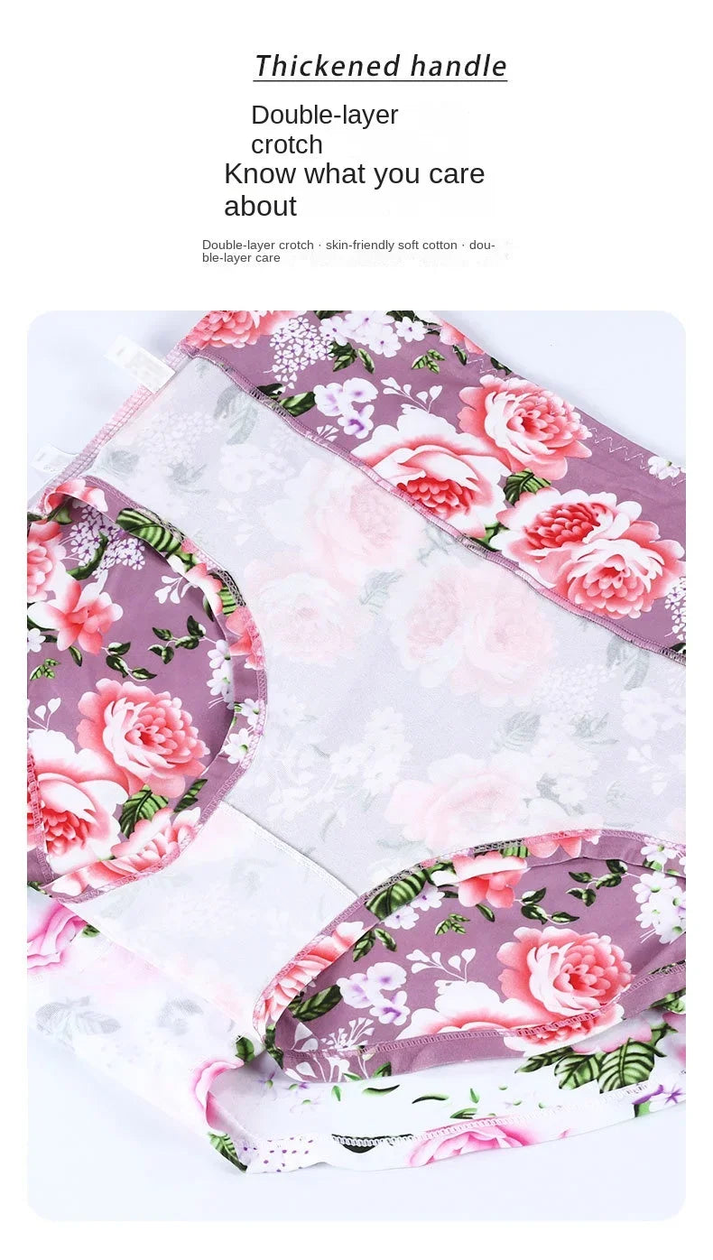 Moterų Apatiniai  - Aukšta Liemena Gėlių Raštas - Medvilnė Seamless