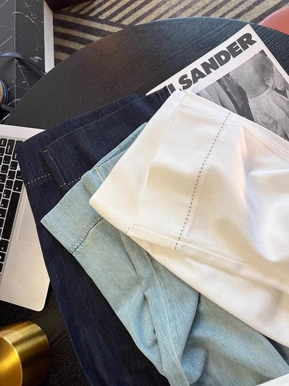 Moteriški Džinsai Tiesaus Kirpimo - Lieknėjantys Kelnės su Varpeliu Rudens