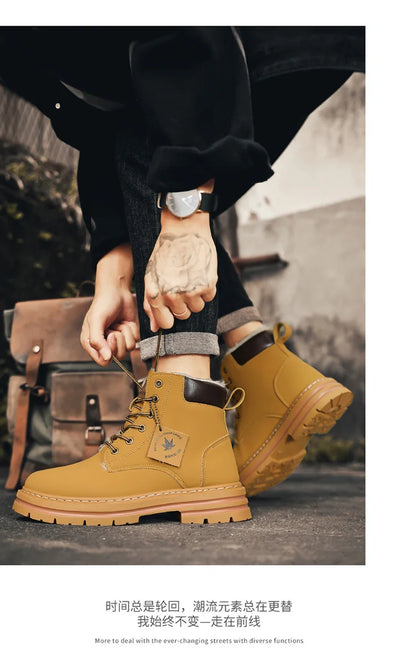 Vyriški Žieminiai Batai su Kailiuku - Šilti Aukšti Batai Storais Padais