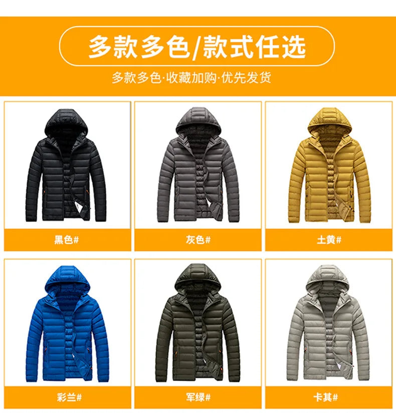 Vyriška Žieminė Striukė su Gobtuku - Lengva Vatinė Striukė Dryžuotu Dizainu