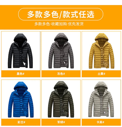 Vyriška Žieminė Striukė su Gobtuku - Lengva Vatinė Striukė Dryžuotu Dizainu