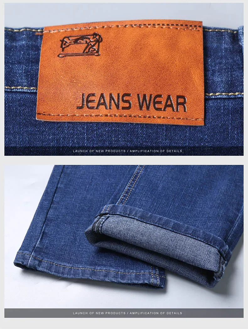 Vyriški Klasikiniai Juodi Džinsai - Minkšti Biker Stiliaus Denim Kelnės