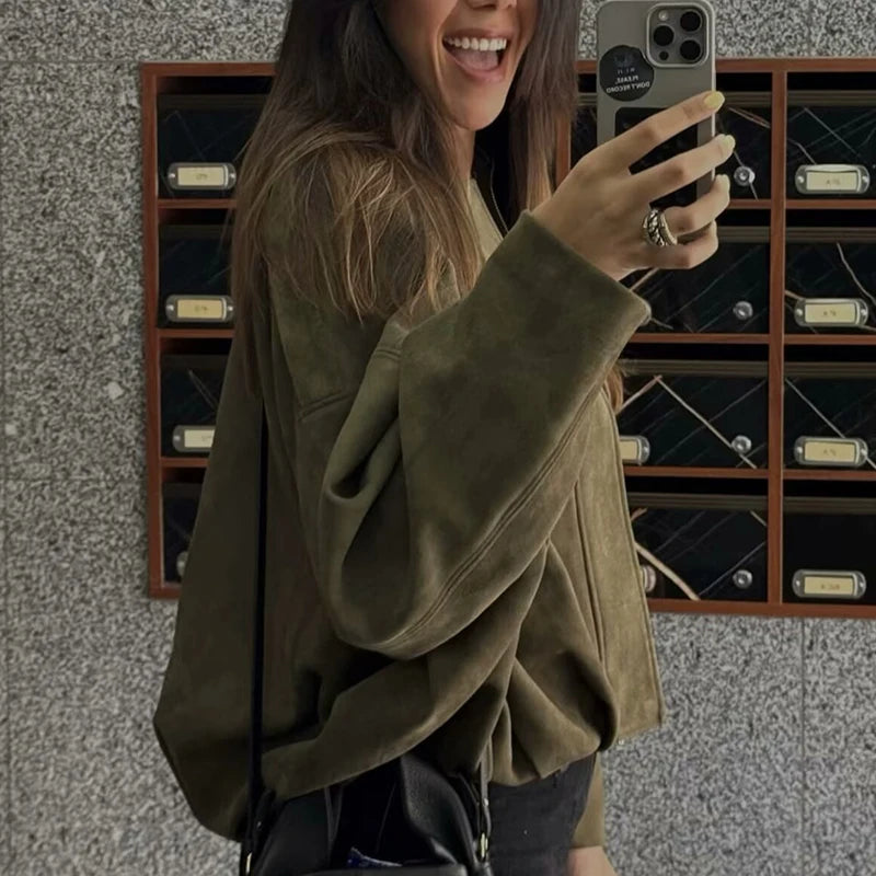 Moteriškas Paltas - Stilingas Rudens Žiemos Švarkas Moterims Laisvo Kirpimo