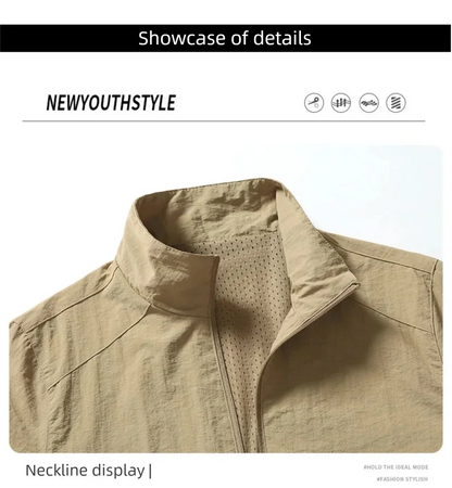 Vyriška Pavasario-Rudens Striukė Didelių Dydžių - Kasdienė Lengva Striukė su Stačia Apykakle