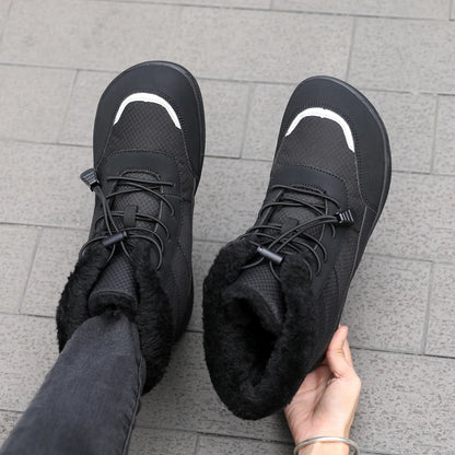 Žieminiai Barefoot Batai Moterims - Šilti Sniego Batai su Pliušu - Vandeniui Atsparūs