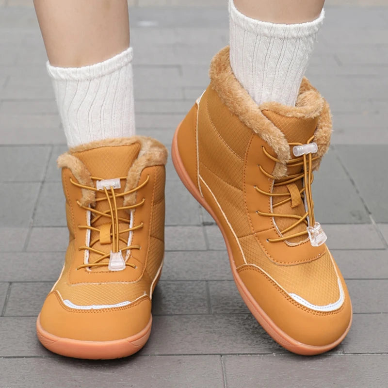 Žieminiai Barefoot Batai Moterims - Šilti Sniego Batai su Pliušu - Vandeniui Atsparūs