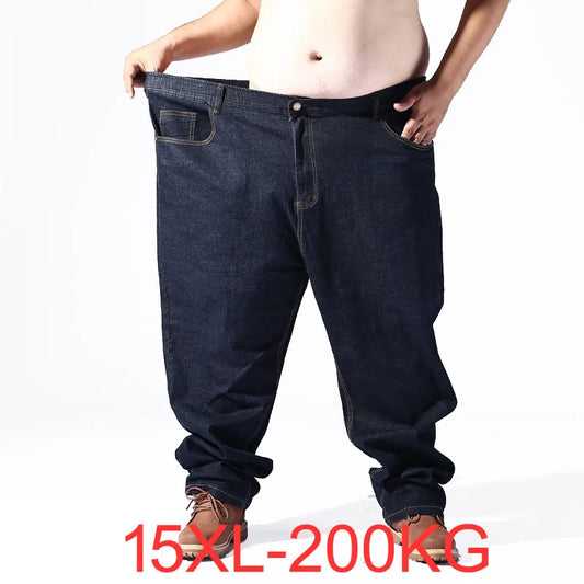Vyriški Ypač Didelio Dydžio Džinsai 200KG - 10XL-15XL Juodi Stretch Tiesūs Rudens Žiemos Kelnės